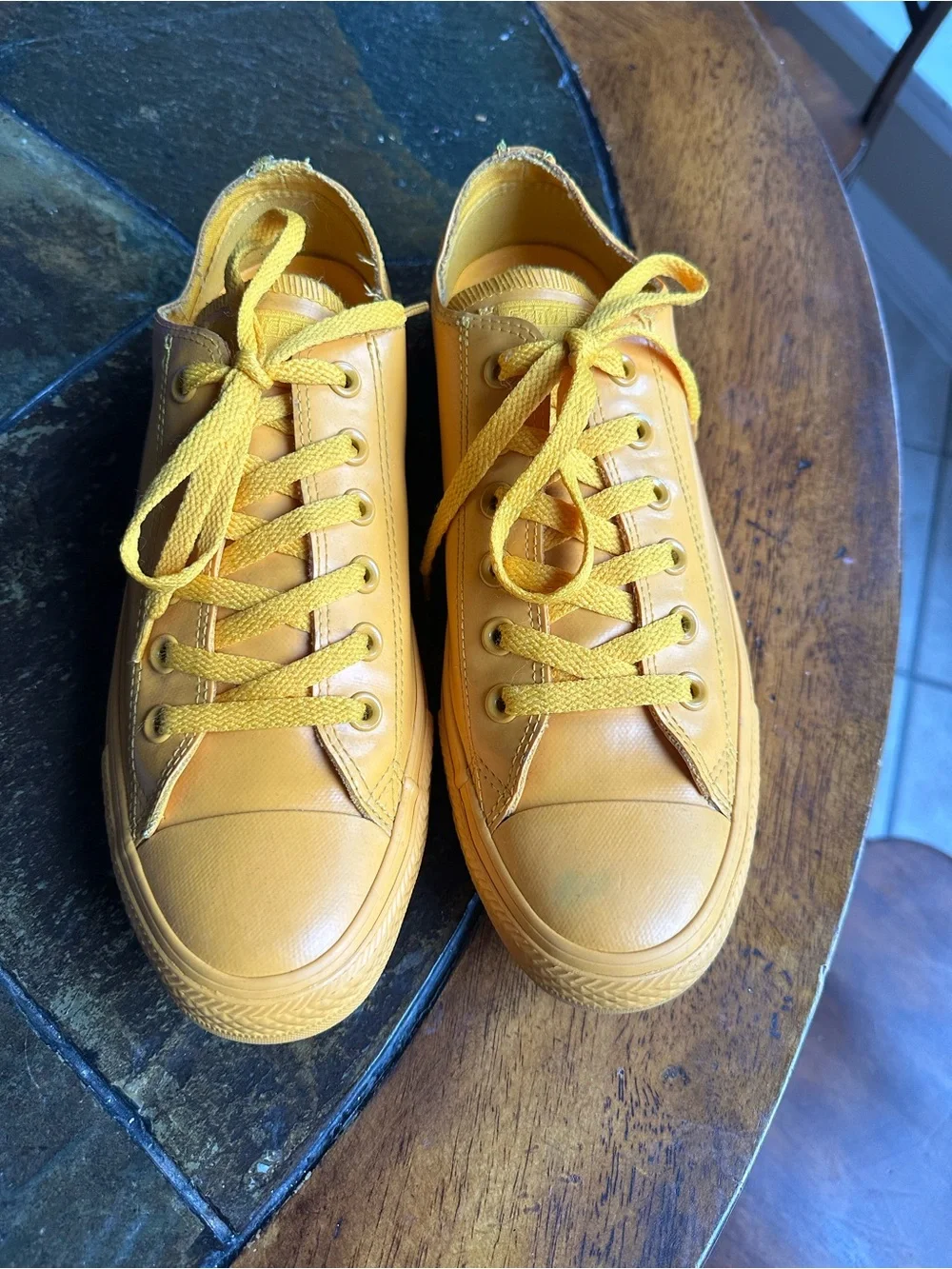 Converse Chuck Taylor All-Star Low Top Yellow Rubber Sneakers Women's 10 Men's 8 - Picture 1 of 5
